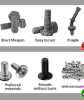 Comparison of corroded screws versus anti-corrosion Beefy Heavy Duty M6 X 15mm Flat Head Hex Socket Cap Screws Bolts 30 Pcs In 304 Stainless Steel Black Zinc Plated Full Thread