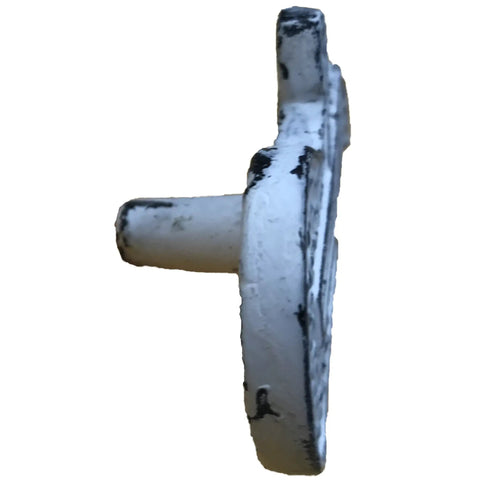 Side view of 3 Inch Guitar Style Pull Handle for Cabinets, Drawers, Gates, Decorative Wrought Iron Knob in Black White Finish