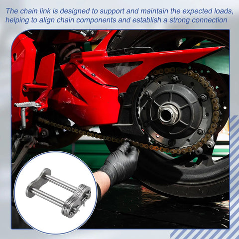 Durable ANSI #120 Roller Chain Connecting Links With 38.1mm Pitch Featuring Solid Manganese Steel build installed on a motorcycle.