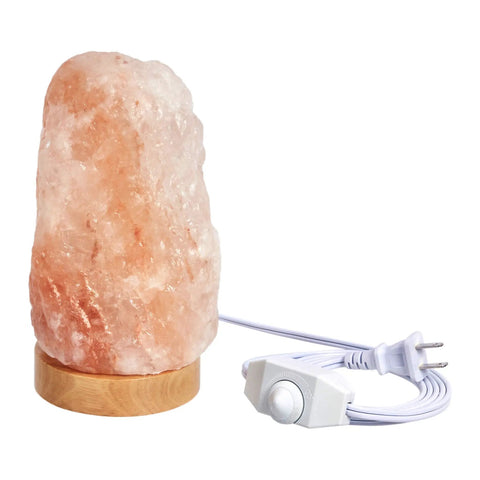 Natural Himalayan Salt Lamp With Wood Base And Dimmer Switch, Crystal Pink Rock, 5 To 7 Lbs, Cozy Ambient Mood Lighting, 67 Inch Cord