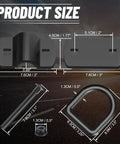 Heavy Duty 1 2 Inch D Ring Tie Down Anchors 4 Pack Black Forged Steel dimensions on product size chart with detailed measurements.