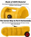Heavy Duty 15 Gallon Gas Can With Manual Transfer Pump And 10 Feet Hose, Portable Gas Caddy With Wheels, Leak Proof Fuel Tank For Lawn Mowers Cars Boats And ATVs, Yellow made of HDPE