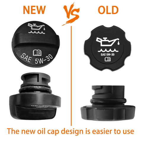 Comparison of new and old Engine Oil Filler Cap 5W-30 94-12 Fits Chevy Colorado Express 1500 Silverado 1500 GMC Replaces OEM 12573337