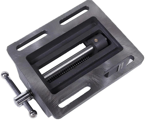 4 Inch Drill Press Vise Beefy Heavy Duty Solid Cast Iron Bench Vise With V Groove Jaws For Precision Drilling In Metalworking And Woodworking Rock Solid Stability Smooth Guide Rails And Easy One Hand Clamp, top view