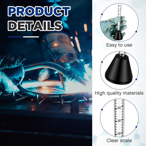 Welding scene with 4 Pack Pro Grade Gas Flow Meter Tester Set for Argon and CO2 flow control, details show easy use, quality materials, clear scale.