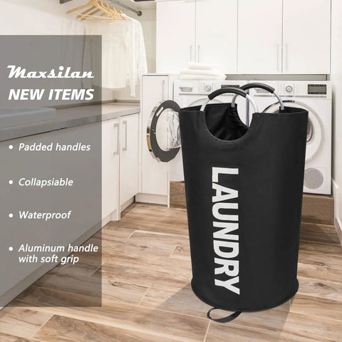 Big Dog Collapsible Laundry Basket Hamper Bag Built Tough With 600D Oxford Cloth And A Comfy Soft Handle Designed To Carry A Whole Load Of Clean Threads Straight To The Washer
