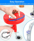Using the 25 Foot Heavy Duty Plumbing Snake For Drains, Toilets And Sinks with flexible steel cable to clear sink clog.