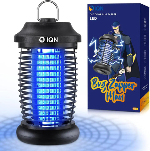 Bug Zapper Outdoor Plug In Electric Mosquito And Fly Killer With 15W UV Light And 4200V Grid On Off Switch, packaging visible