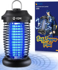 Bug Zapper Outdoor Plug In Electric Mosquito And Fly Killer With 15W UV Light And 4200V Grid On Off Switch in black, front view