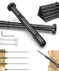 Complete 20 Pack Black Swageless Cable Railing Kit For 3/16 Inch Invisible Deck Wire Fencing featuring tensioners and tools.