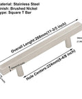30 Pack Brushed Nickel Cabinet Handles Drawer Pulls For Kitchen Cabinets And Dressers, Square T Bar, Stainless Steel