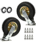 Two Pack Heavy Duty Swivel Castor Wheels Delivering Rolls Silky Smooth Natural Rubber Trolley Casters with bolts and bearings