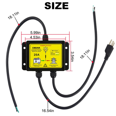 Automatic Transfer Switch For Home Generator 120V 20 Amp ATS With Rapid Less Than 30ms Switching Dual Power Source Plug