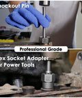 Hex socket adapter and knockout pin demonstration with Ultimate 65 Piece Bolt Extractor Kit For Damaged Bolts And Nuts With Left Hand Drill Bits And Three Eighths Inch Drive For Easy Out Screws And Lug Nut Removal Tough As Nails Thinkwork.