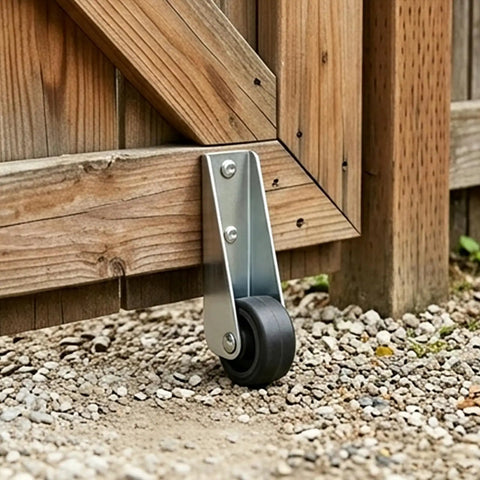 Heavy Duty Gate Caster Wheels 4 Pack Replacement Roller Wheels Smooth As Butter Rubber Sliding Door Bottom Casters For Garden Fence Vertical Track Hardware Upgrade Your Setup on a wooden gate.