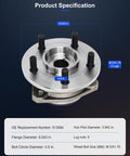 Front Wheel Bearing Hub Assembly 513084 Fits Jeep Cherokee 1990 To 1999 Grand Cherokee shown with dimensions and 5 lugs