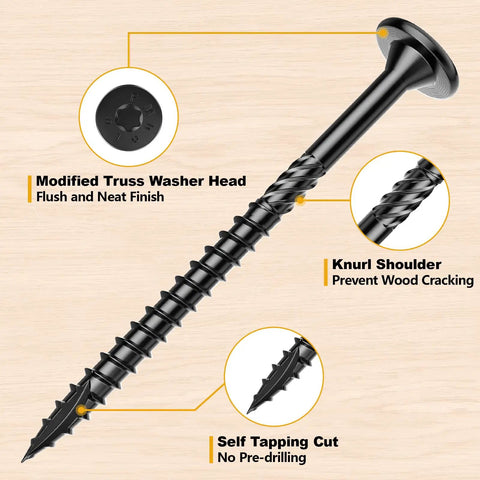 Heavy Duty Structural Wood Lag Screws No 14 By 8 Inch Premium Carbon Steel Fasteners showcasing modified truss head and knurl shoulder.