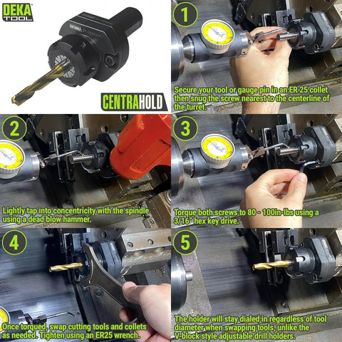 ER25 Adjustable Drill Holder For CNC Lathes, Collet Style, Multi Use Tool Holder, 4140 Quenched And Tempered Steel, Parkerized Finish