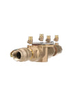 Lead Free Bronze Double Check Valve Assembly With Quarter Turn One And A Half Inch Replaceable Seats And Discs For Easy Affordable Repairs Compact Modular Design That Is Easy To Install No Special Tools Needed Top Mounted Test Cocks For Quick Checks, front view