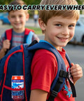 Boy carrying backpack with Mini RC Boat For Kids 8 To 12 Years Old 2.4GHz Remote With 360 Degree Spin in the side pocket