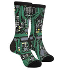 Printed Circuit Board Socks Dope Nerdy Crew Socks For Men And Women with cushioned soles, polyester spandex blend, geeky design.