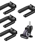 4 Pack Black Rubber Anti Slip Wheel Stoppers Lock Down Rolling Furniture With No Sweat Setup, designed to fit 50mm casters.