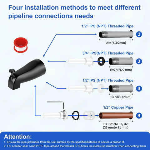 Installation guide for Two Piece Shower Knob Replacement Kit With Tub Spout And Two Handle Tub Shower Faucet Set Matte Black Compatible