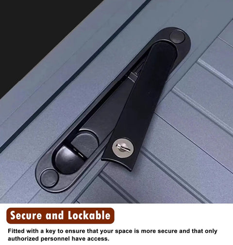 Built To Last Lockable Access Door For Crawl Spaces And Attic Walls With Smooth Heavy Duty Hinges Thick Aluminum Frame Hassle Free Inspection Panel 34 By 40 Inches Gray key lock mechanism close-up