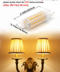 No Flicker G9 LED Bulbs 6W Dimmable 2700K Soft Warm White 600LM shown with dimensions and chandelier light