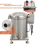 Straight Up Electric Food Dehydrator Spin Dryer Featuring Adjustable Centrifugal Action Up To Eight Hundred Fifty Rpm Crafted In Sturdy Stainless Steel with control knobs