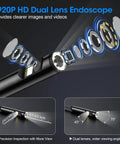 Exploded view of 1920P HD Endoscope With 8 LED Lights and a Flexible 32.8ft Borescope Camera IP67 Waterproof Inspection Tool