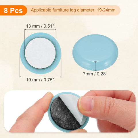 Top Shelf 19 Mm Blue Furniture Sliders Pack Of Eight Self Adhesive Round Floor Savers for furniture leg diameter 19-24mm.