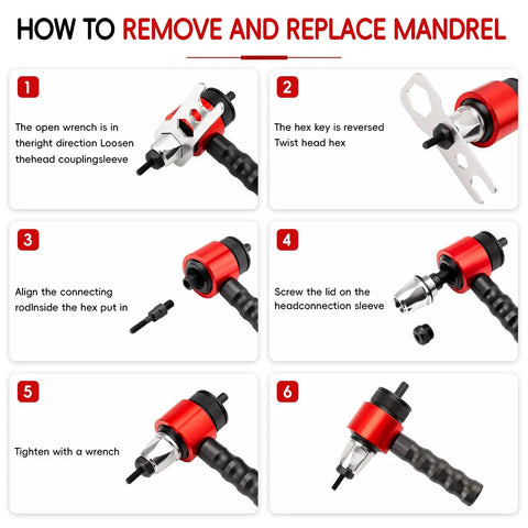 Rivet Nut Gun Adapter Kit For Drill With Carrying Case DIY Friendly Pro Grade Fits M3 M4 M5 M6 M8 Rivnuts usage instructions