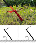 Ultralight 7-Inch Aluminum Tent Stakes Set 12 Pack With Reflective Pull Ropes, Tri-Beam Ground Pegs In Carrying Bag, Red