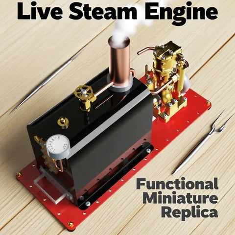 Mini Steam Engine Kit With Reversible Reciprocating Single Cylinder Live Engine And Copper Boiler For Steam Boat Collectors