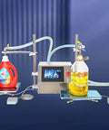 Commercial Grade Smooth Operator Automatic Dual Head Liquid Bottle Filler With Slick Touch Panel And No Hassle Adjustable Stand For Milk And Juice 35 Liters Per Minute with two bottles and interface.