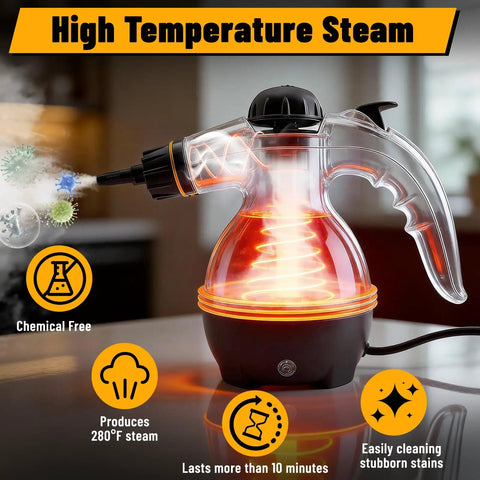 No Nonsense Heavy Duty Handheld Steam Cleaner Straight Up Killer Performance 475 Ml Tank with high temperature steam features.