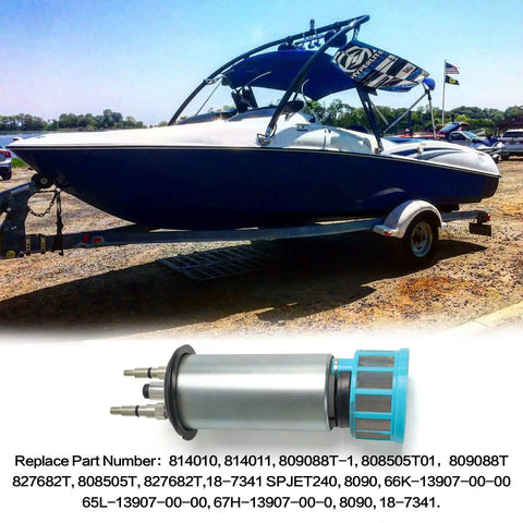 Marine Outboard Fuel Pump With Strainer 808505T01 and boat, replacement for Mercury 3.0L Jet Racing Outboard 1994-2002