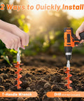 Two ways to install Heavy Duty Screw In Ground Anchors 15 Inch Spiral Earth Anchors using wrench and drill in garden soil