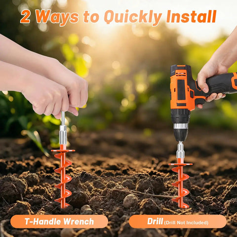Two ways to install Heavy Duty Screw In Ground Anchors 15 Inch Spiral Earth Anchors using wrench and drill in garden soil