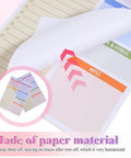 Portable Memo Pad Notebook For Daily Use With No Residue After Tearing showing colorful sections for planning and notes.