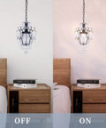 Crystal Mini Black Chandelier With Adjustable 41.3 Inch Chain, 1 Light E26 Ceiling Fixture Featuring K9 Crystal in bedroom off and on