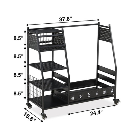 Heavy Duty Golf Bag Organizer Rack For Garage Storage Fits Two Golf Bags And Clubs, Durable Steel Stand With Powder Coated Finish