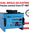 Peresq Rb-25 Portable Electric Hydraulic Rebar Bender 1700W Machine with dual angle adjusters for precise bending.