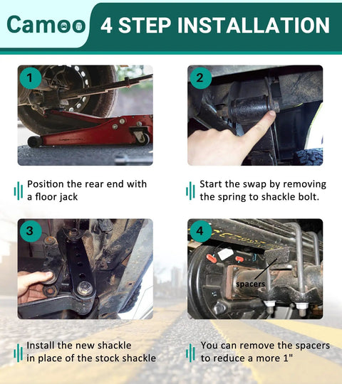 Installation guide for Two To Three Inch Rear Drop Suspension Shackles Kit For Chevy Silverado 1500 GMC Sierra 1500