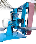 HajMyrdonyx 750W Electric Belt Sander And Polisher Machine With Brushless Motor, blue unit close-up for woodworking and metal tasks.