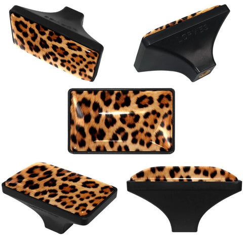 Rectangular Black Drawer Pulls With Screws For Cabinets Bookcase Drawers And Dressers Leopard Print ABS Glass Durable Easy Install