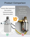 Comparison of Air Horn Solenoid Valve Dual Voltage 12V And 24V with chrome alloy housing vs. rough material valve showing durability differences.