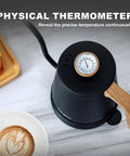 Top view of Gooseneck Electric Kettle With Built-In Thermometer, 1L Stainless Steel, used for precise temperature control.