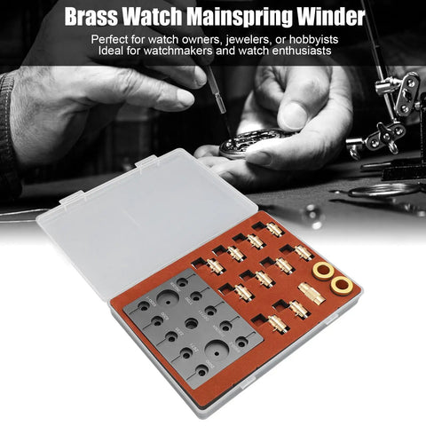 Pro Grade Brass Watch Mainspring Winder Kit For Pros And DIYers with set in case for wristwatch repairs